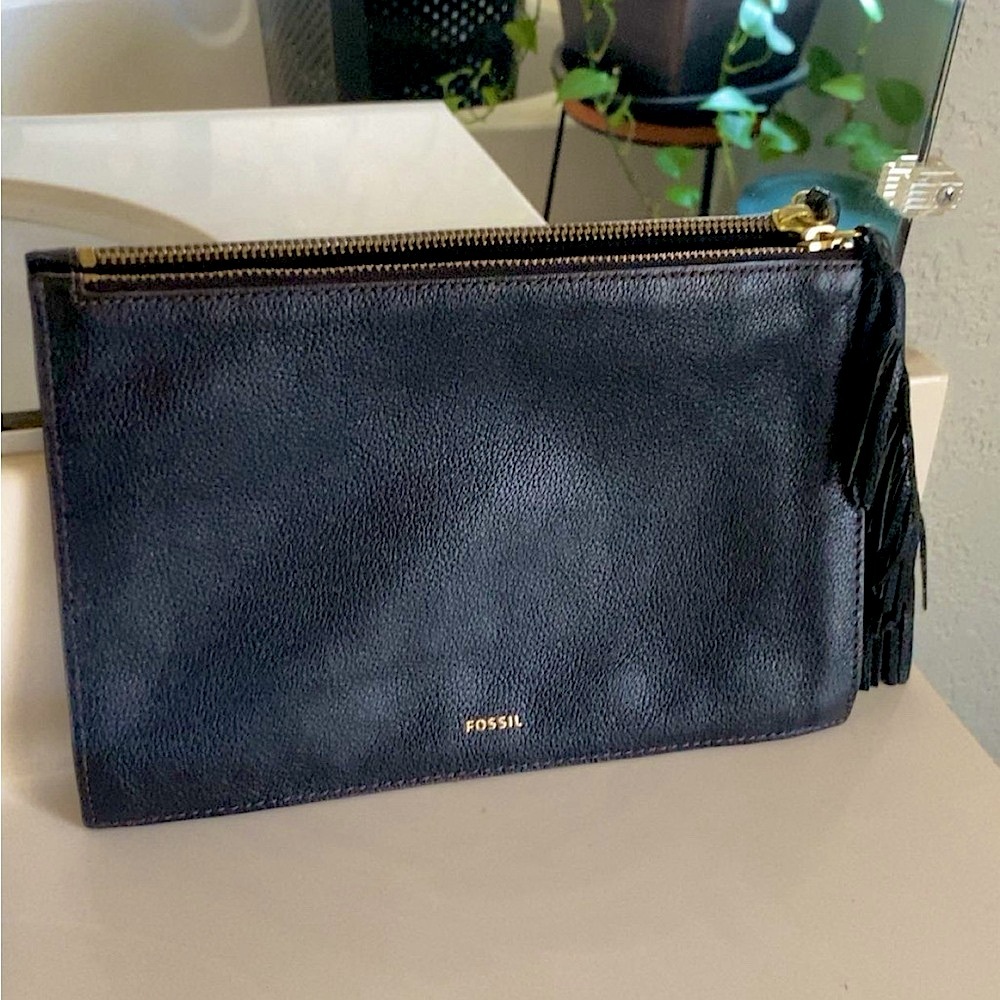 Fossil Midnight Black Leather Pouch